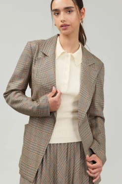 Current Air Coats & Jackets-Plaid Layered Jacket CAMELMLT