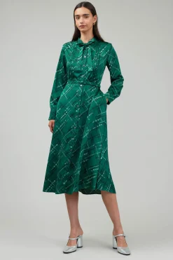 Current Air Midi Dresses-Plaid Pattern Midi Dress GREEN