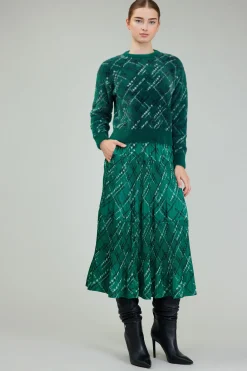 Current Air Knitwear | Sweaters-Plaid Pattern Sweater GREEN