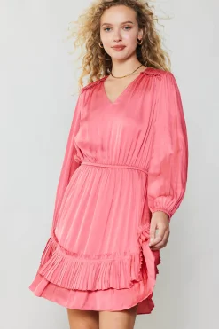 Current Air Mini Dresses-Pleat Detail Tiered Mini Dress BRINKPINK