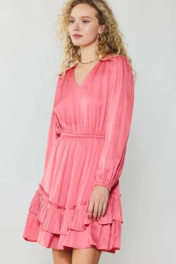 Current Air Mini Dresses-Pleat Detail Tiered Mini Dress BRINKPINK