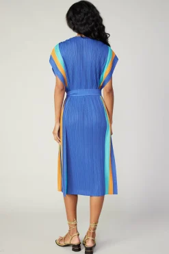 Current Air Maxi Dresses | Midi Dresses-Pleated Border Kaftan Dress BLUE