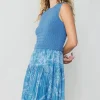 Current Air Knitwear | Midi Dresses-Pleated Skirt Sweater Dress LIGHTBLUE