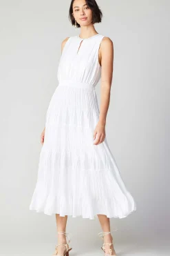 Current Air Maxi Dresses-Pleated Sleeveless Maxi Dress WHITE