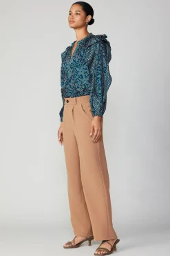 Current Air Pants-Pleated Wide Leg Pant BURNTCARAMEL