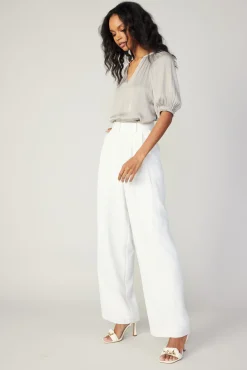 Current Air Pants-Pleated Wide Leg Pants WHITE