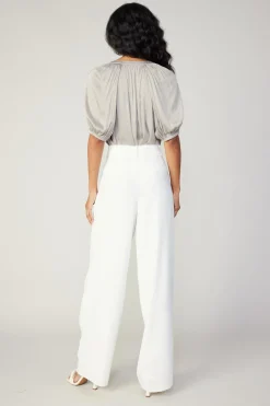 Current Air Pants-Pleated Wide Leg Pants WHITE
