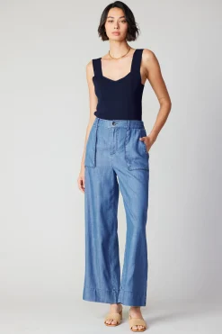 Current Air Pants-Pocket Cargo Pants CHAMBRAY