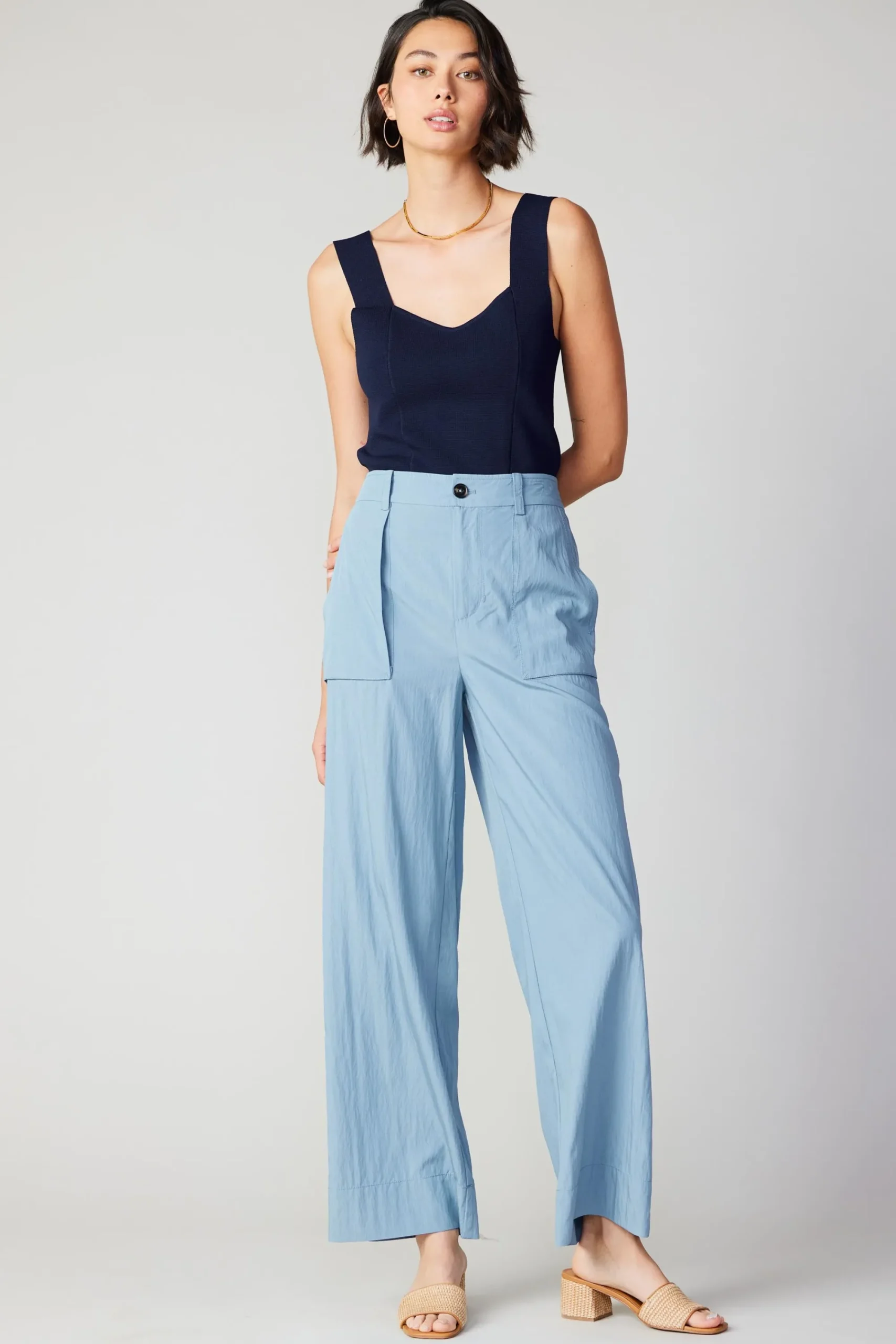 Current Air Pants-Pocket Cargo Pants SKYBLUE