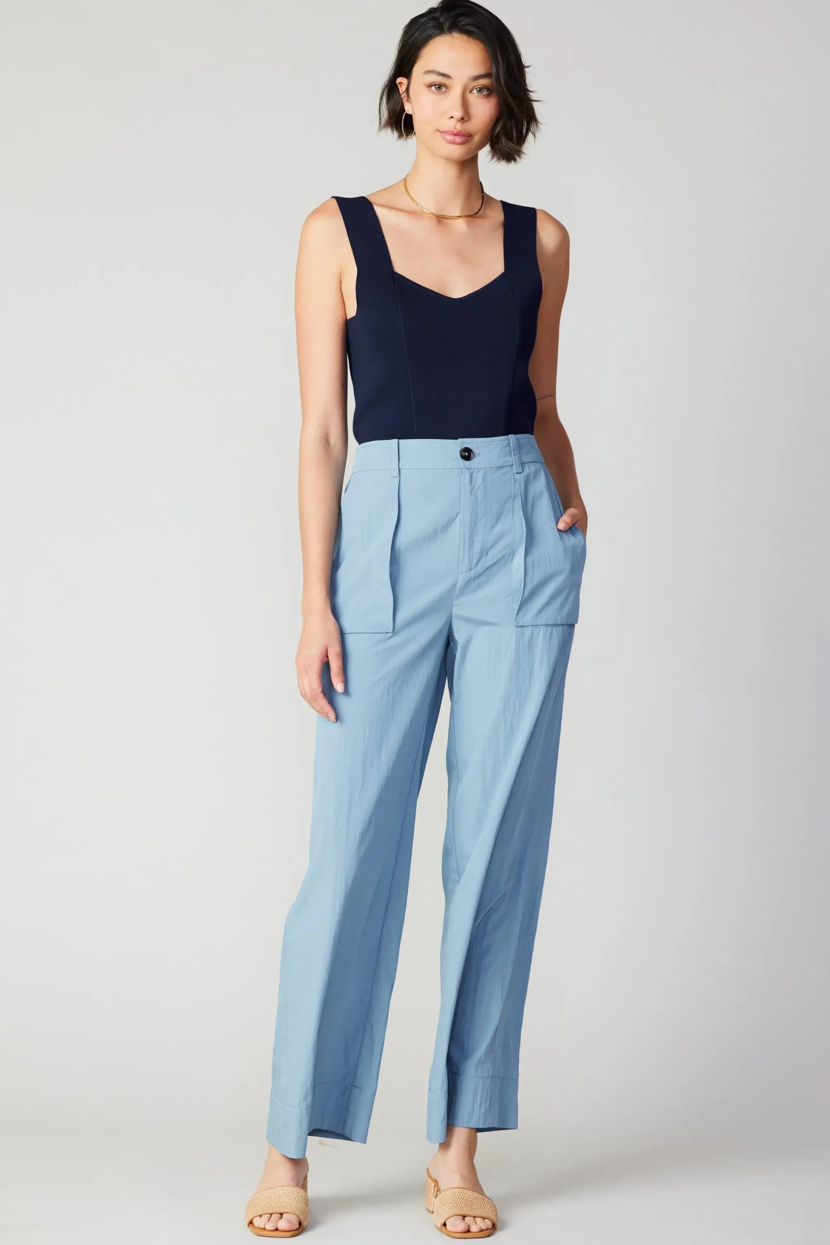 Current Air Pants-Pocket Cargo Pants SKYBLUE