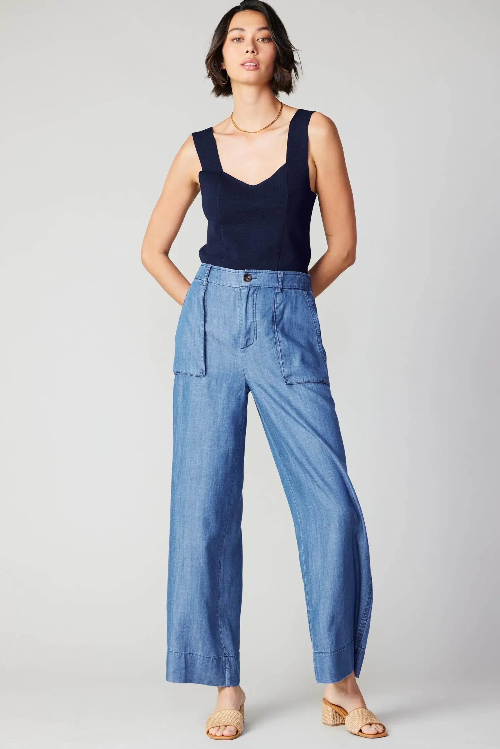 Current Air Pants-Pocket Cargo Pants CHAMBRAY