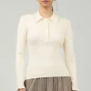 Current Air Knitwear | Sweaters-Polo Sweater Top IVORY