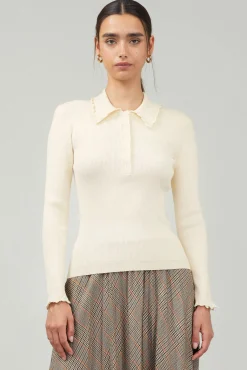 Current Air Knitwear | Sweaters-Polo Sweater Top IVORY