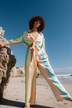 Current Air Pants-Prismatic Gradient Wide Leg Pants DESERTRAINBOW