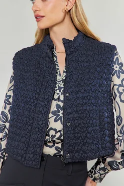 Current Air Coats & Jackets-Quilted Cropped Vest NAVY
