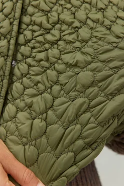 Current Air Coats & Jackets-Quilted Cropped Vest OLIVE