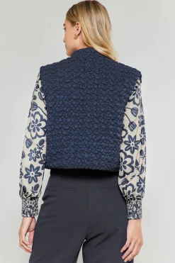 Current Air Coats & Jackets-Quilted Cropped Vest NAVY