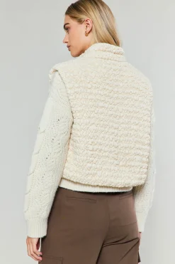 Current Air Coats & Jackets-Quilted Cropped Vest IVORY