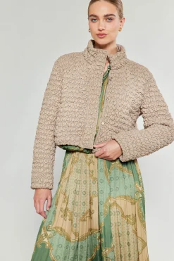 Current Air Coats & Jackets-Quilted Puff Jacket TAUPE