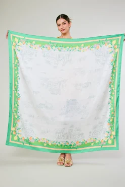 Current Air Accessories-Recycled Signature Print Large Scarf TUSCANGREENCITRUS