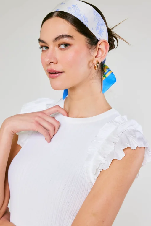 Current Air Accessories-Recycled Signature Print Twilly Scarf TUSCANBLUECITRUS
