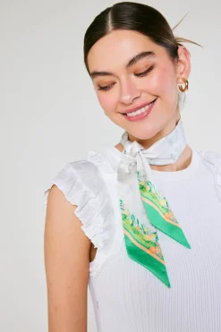 Current Air Accessories-Recycled Signature Print Twilly Scarf TUSCANGREENCITRUS