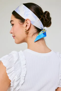 Current Air Accessories-Recycled Signature Print Twilly Scarf TUSCANBLUECITRUS