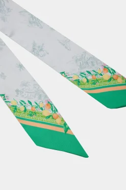 Current Air Accessories-Recycled Signature Print Twilly Scarf TUSCANGREENCITRUS