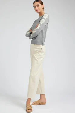 Current Air Knitwear | Sweaters-Retro Daisy Motif Sweater HEATHERGREY