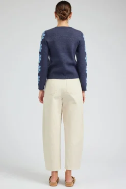 Current Air Knitwear | Sweaters-Retro Daisy Motif Sweater NAVY