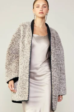 Current Air Coats & Jackets-Reversible Faux Fur & Leather Coat BLACK