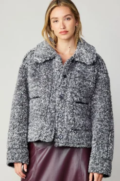 Current Air Coats & Jackets-Reversible Vegan Leather Shearling Jacket BLACK