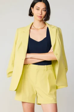 Current Air Coats & Jackets-Ruched Sleeve Blazer LEMON