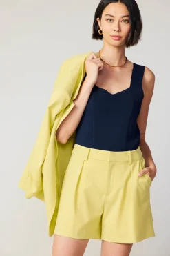 Current Air Coats & Jackets-Ruched Sleeve Blazer LEMON