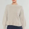Current Air Knitwear | Sweaters-Ruffled Hem Sweater OATMEAL