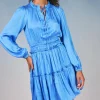 Current Air Mini Dresses-Ruffled Neck Mini Dress AZUREBLUE