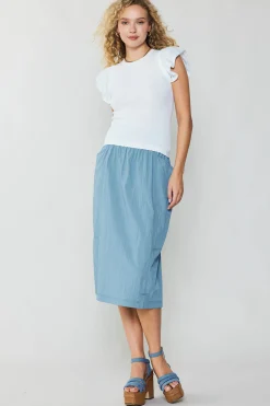 Current Air Knitwear | Sleeveless Tops-Ruffled Shoulder Knit Tank WHITE