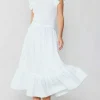 Current Air Knitwear | Midi Dresses-Ruffled Sleeve Sweater Dress WHITE