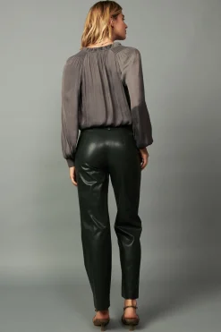 Current Air Long Sleeve Tops-Ruffled Surplice Blouse TAUPEGREY