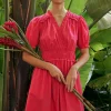 Current Air Midi Dresses-Ruffled Surplice Midi Dress FUCHSIA