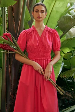 Current Air Midi Dresses-Ruffled Surplice Midi Dress FUCHSIA