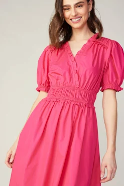 Current Air Midi Dresses-Ruffled Surplice Midi Dress FUCHSIA