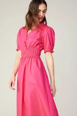 Current Air Midi Dresses-Ruffled Surplice Midi Dress FUCHSIA