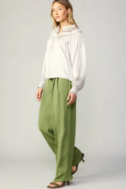 Current Air Long Sleeve Tops-Ruffled Yoke Blouse ECRU