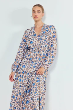 Current Air Maxi Dresses-Sapphire Cenote Print Maxi Dress BLUEMLT