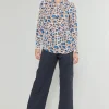 Current Air Long Sleeve Tops-Sapphire Cenote Print Shirt BLUEMLT