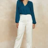Current Air Pants-Satin Straight Leg Pants IVORY