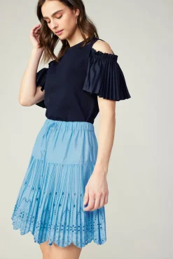 Current Air Skirts-Scallop Eyelet Skirt BABYBLUE