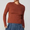 Current Air Long Sleeve Tops | Sweaters-Scalloped Knit Top RUST