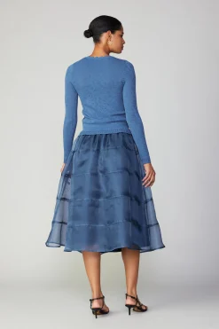 Current Air Long Sleeve Tops | Sweaters-Scalloped Knit Top AEGEANBLUE